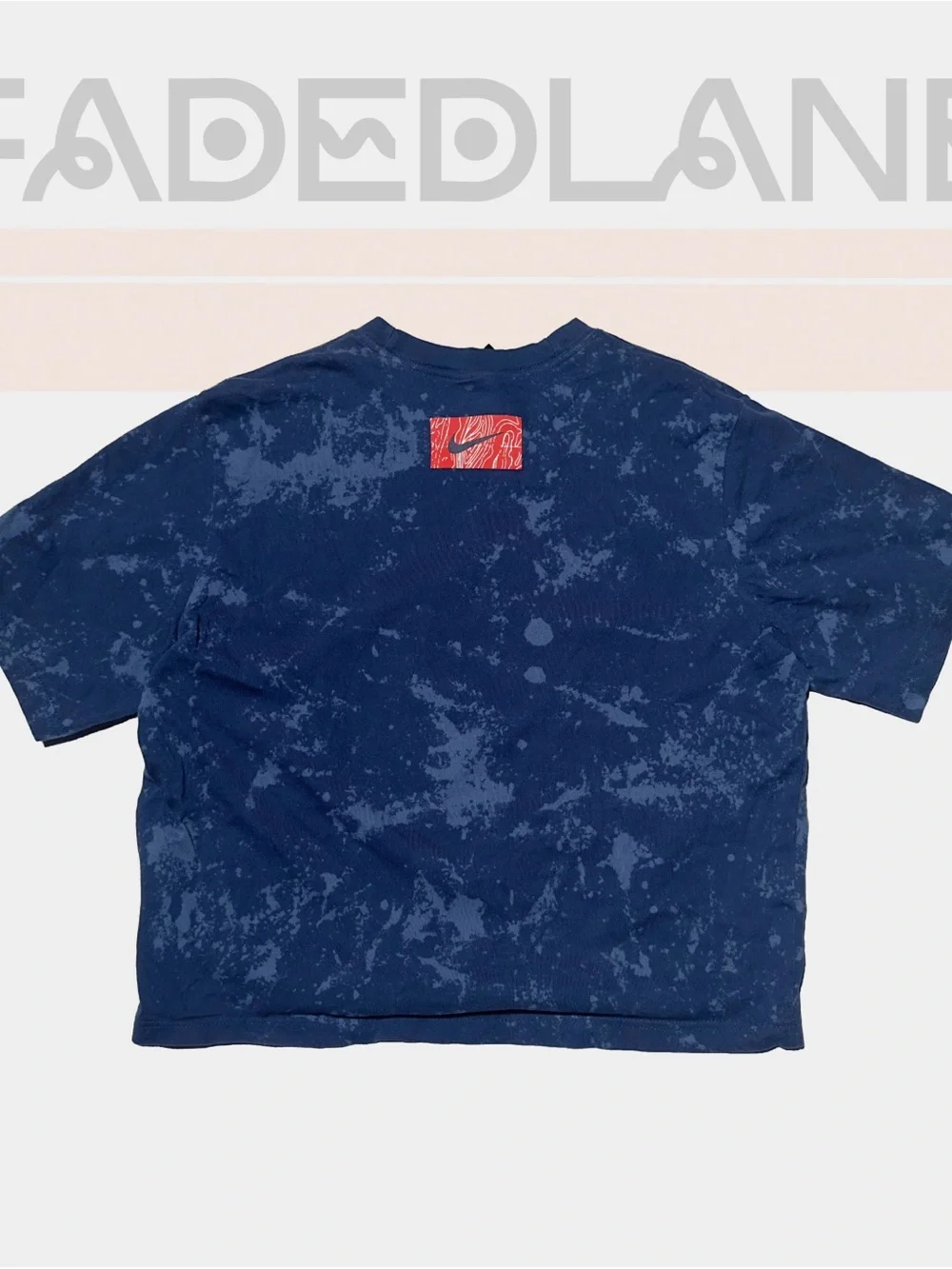 Nike women Blue Tie-Dye Crop Tee with Red Logo